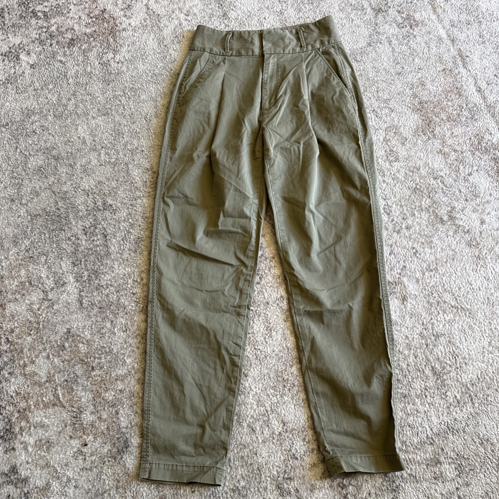 Polo Ralph Lauren Sz 2 Green High Rise Twill Chino Pants Pleated‎ Paperbag